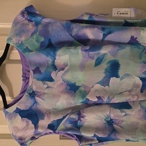 LONDON TIMES BRAND WOMEN'S BLUE AND PURPLE FLORAL SLEEVELESS DRESS SIZE 12